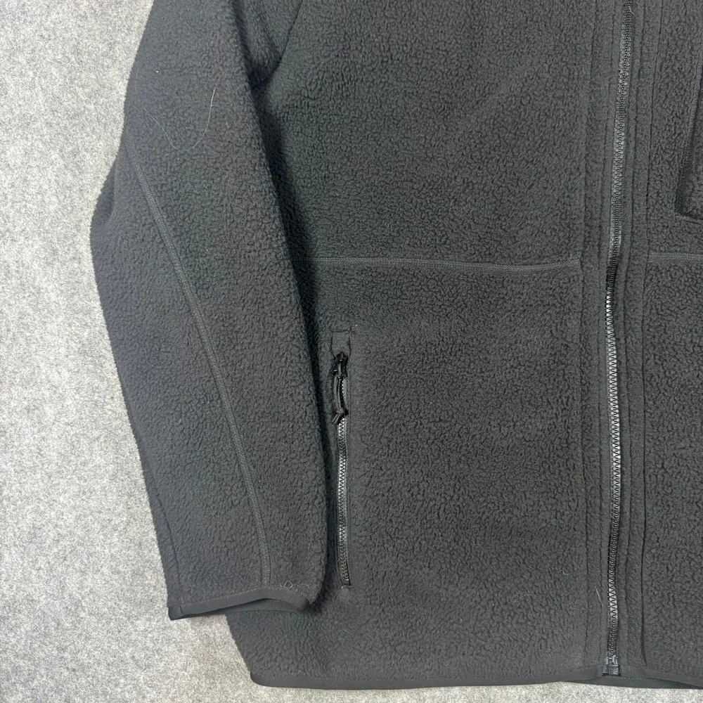 The North Face Fleece Jacket Mens XL Black Circular Design Full Zip Logo Hiking